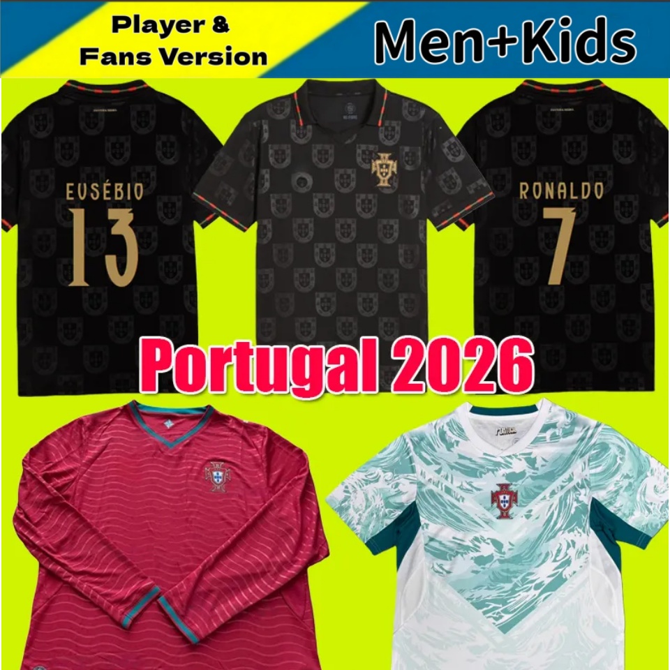 2026 World Cup Portugal Soccer Jerseys Edicao Special Black Panther DIOGO J RUBEN RONALDO PEPE 26/27 Portugieser Portuguese Men Football Shirts Kids Kits