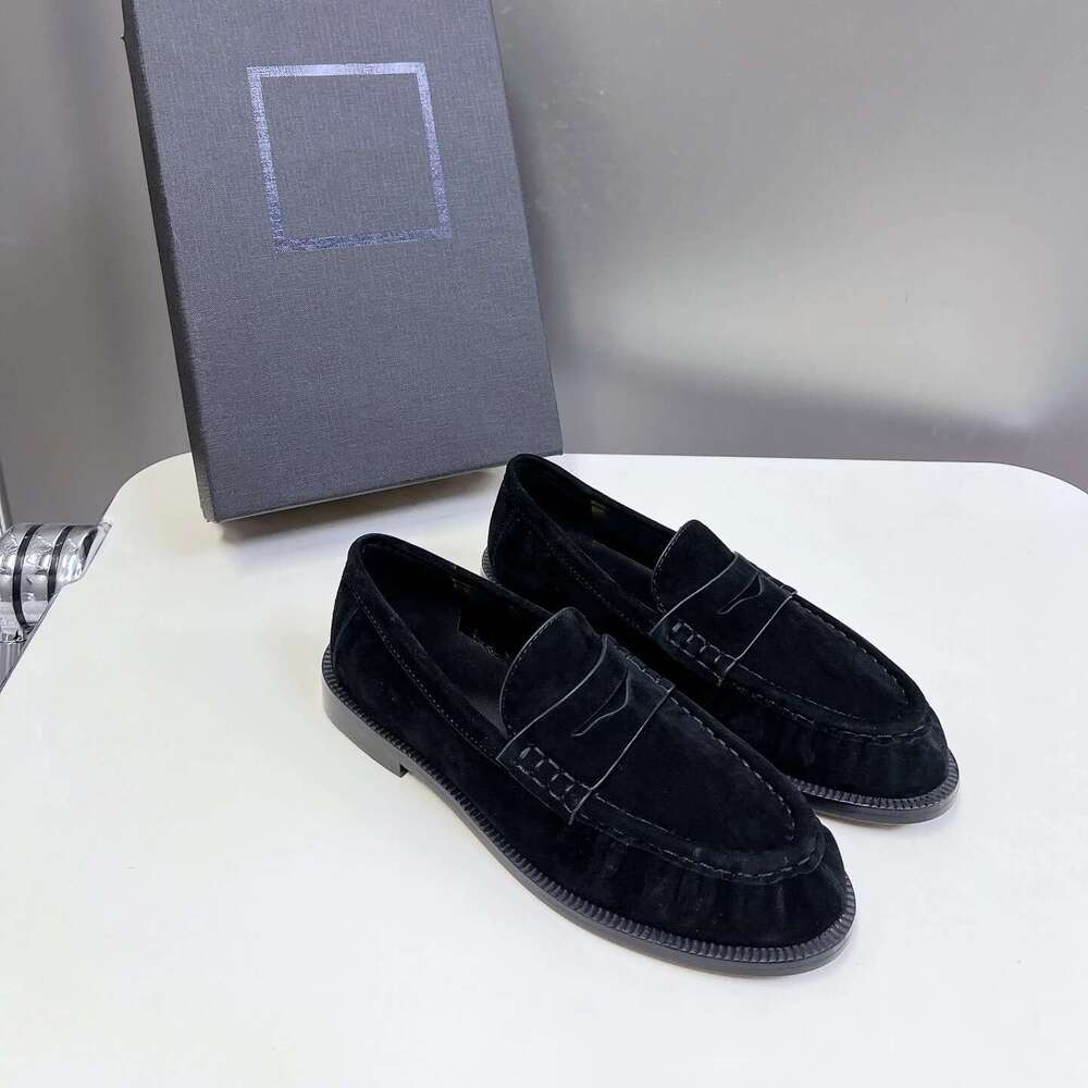 Women Genuine Leather Flats Natural Cow Suede Loafers Pleated British Style Low Heels Designer Shoes atillas De Mujer