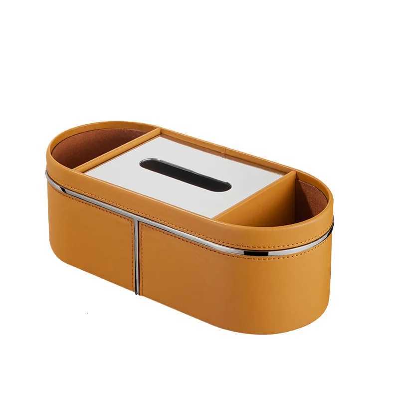 Luxury Stainless Steel Leather Tissue Box Minimst Coffee Table Organizer for Living Room Premium Home Decor Accessories C251120