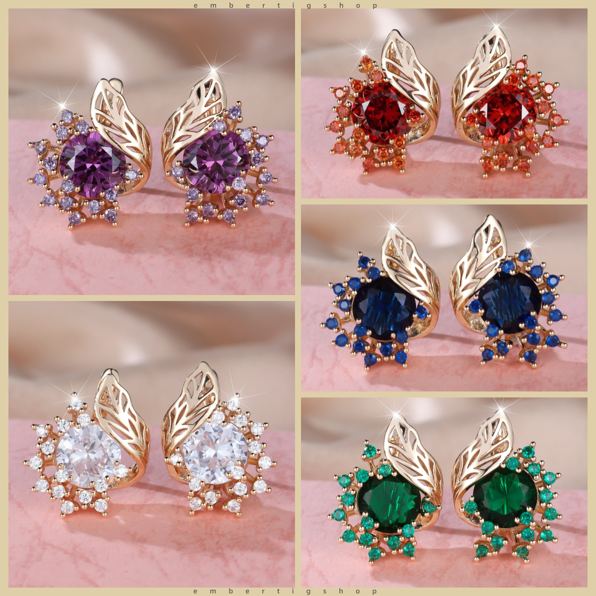 Round Flower Feather Zircon Earrings with Personality moissanite designer earrings designer earrings for woman pearl earrings gold designer ohrringe j