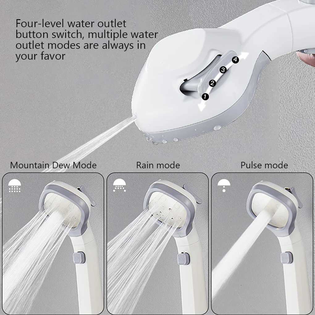 4 Modes Bath Shower Filter Adjustable Jetting Shower Head High Pressure Rain Showerhead Bathroom Saving Water Plastic SPA SprayM251120