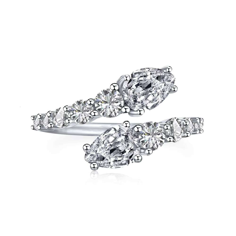 DHCollections Fashion Adjustable Open Ring with Crystal Accents Snake Design Silver Tone Band Jewellery for Women Size 5-9