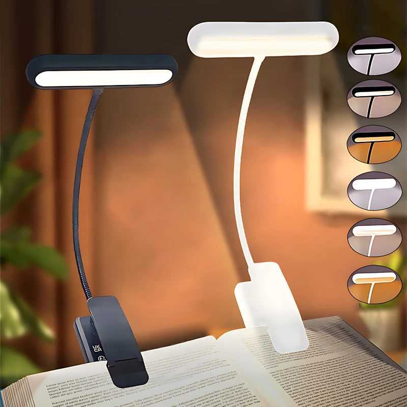 LED Rechargeable Book Light for Reading in Bed Eye Caring 3 ColorsStepless DimmableLightweight Clip on Light for Book Lovers M251120