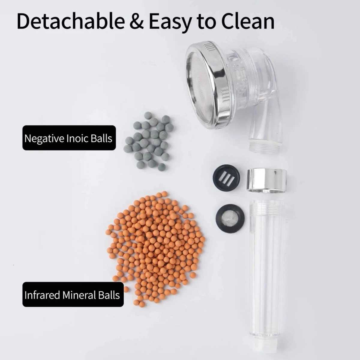 1PC Filtered Shower Head Anti Limestone High-Pressure Water Saving Handheld Clear Showerheads With Filter Beads For BathroomM251120