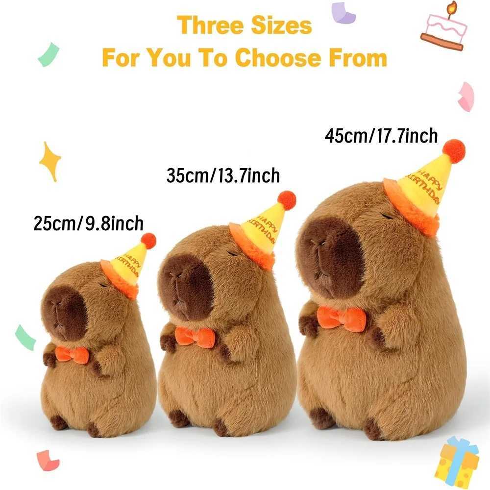 Cute Happy Birthday Capybara Plush Soft Capybara Stuffed Animal Soft Stuffed Toy Kawaii Birthday Gifts Party Decoration for Kids G251120