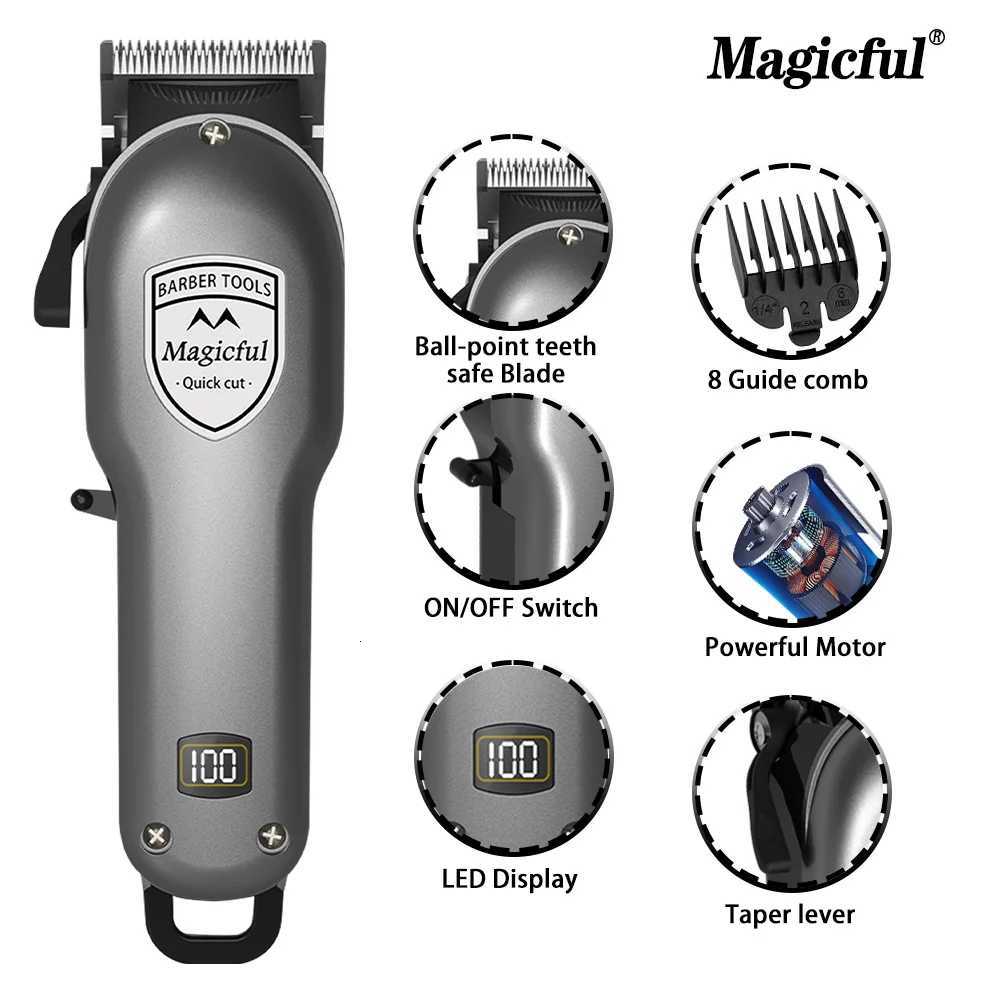 Magicful Hair Clipper Hair Trimmer For Men Rechargeable Li-ion Battery Shaving Adjustable Electric Professional Hair ClipperT251120