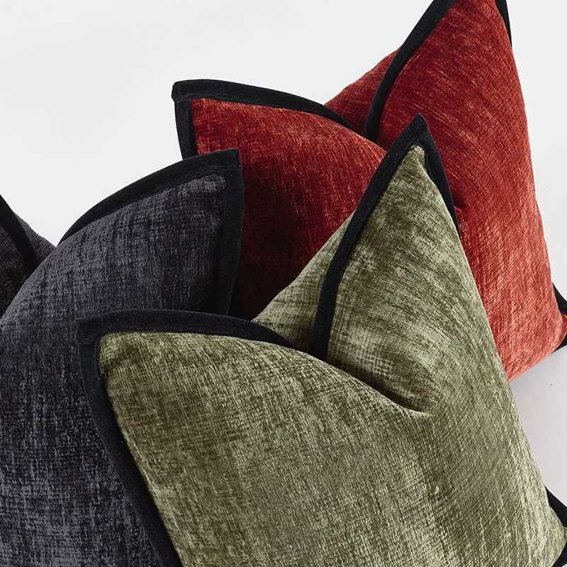 Pillow Case Nordic Thick Chenier Cover Square Solid Color Pressed Edge Case Advanced Luxury Home Decor Cushion Cover for Sofa C251120