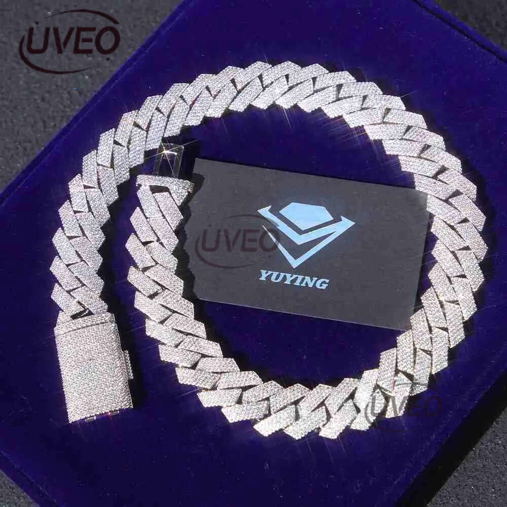 20 mm 4 Rows hiphop dia Cuban k Chain GRA Moissanite sterg sier gold plate Fine jewelry necklaces bracelets