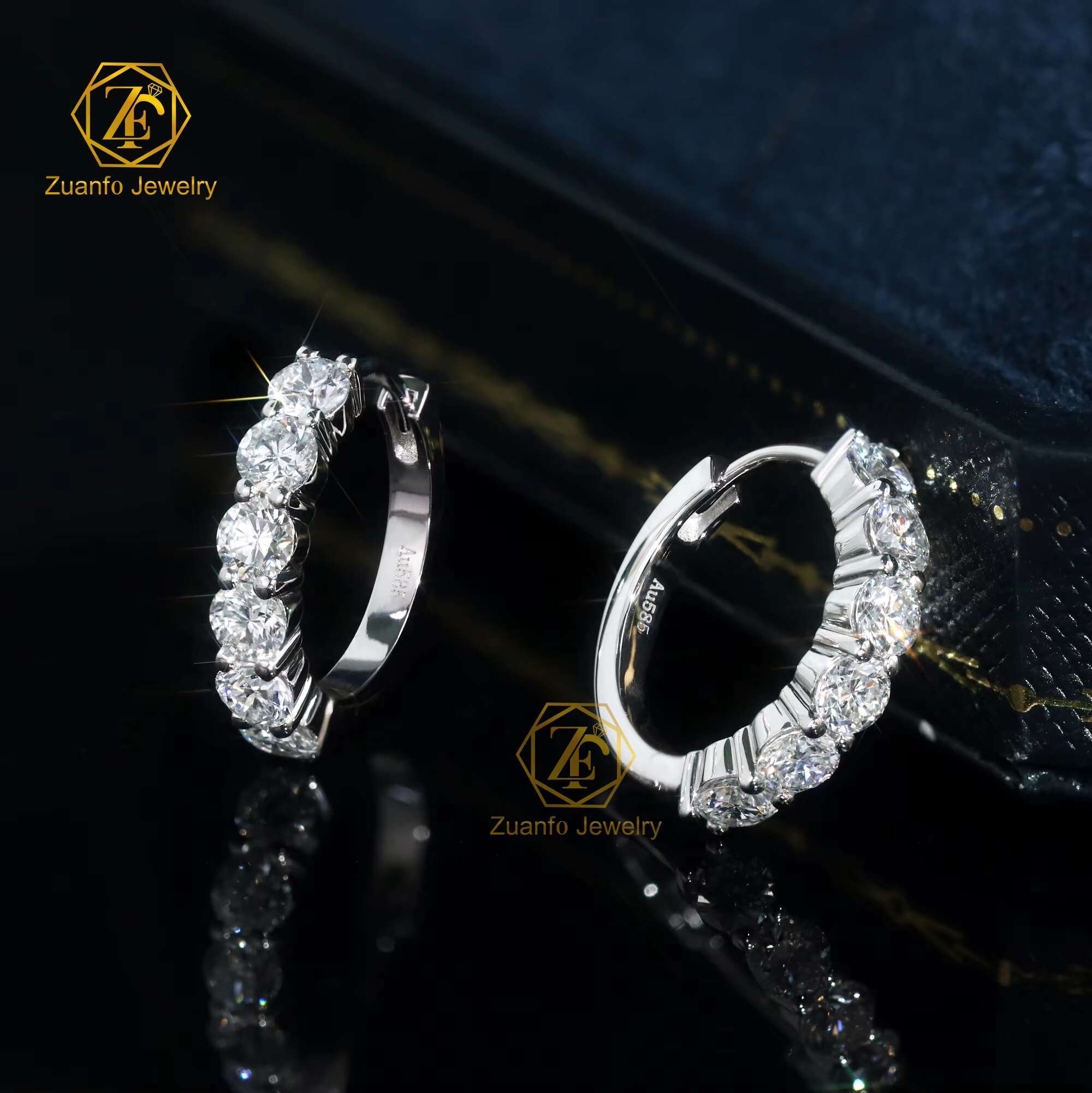 Real Gold Hoop Earrings Ear Rings Fashion 3mm Lab Grown Diamond Huggies Earring 14K Solid Gold Earrings