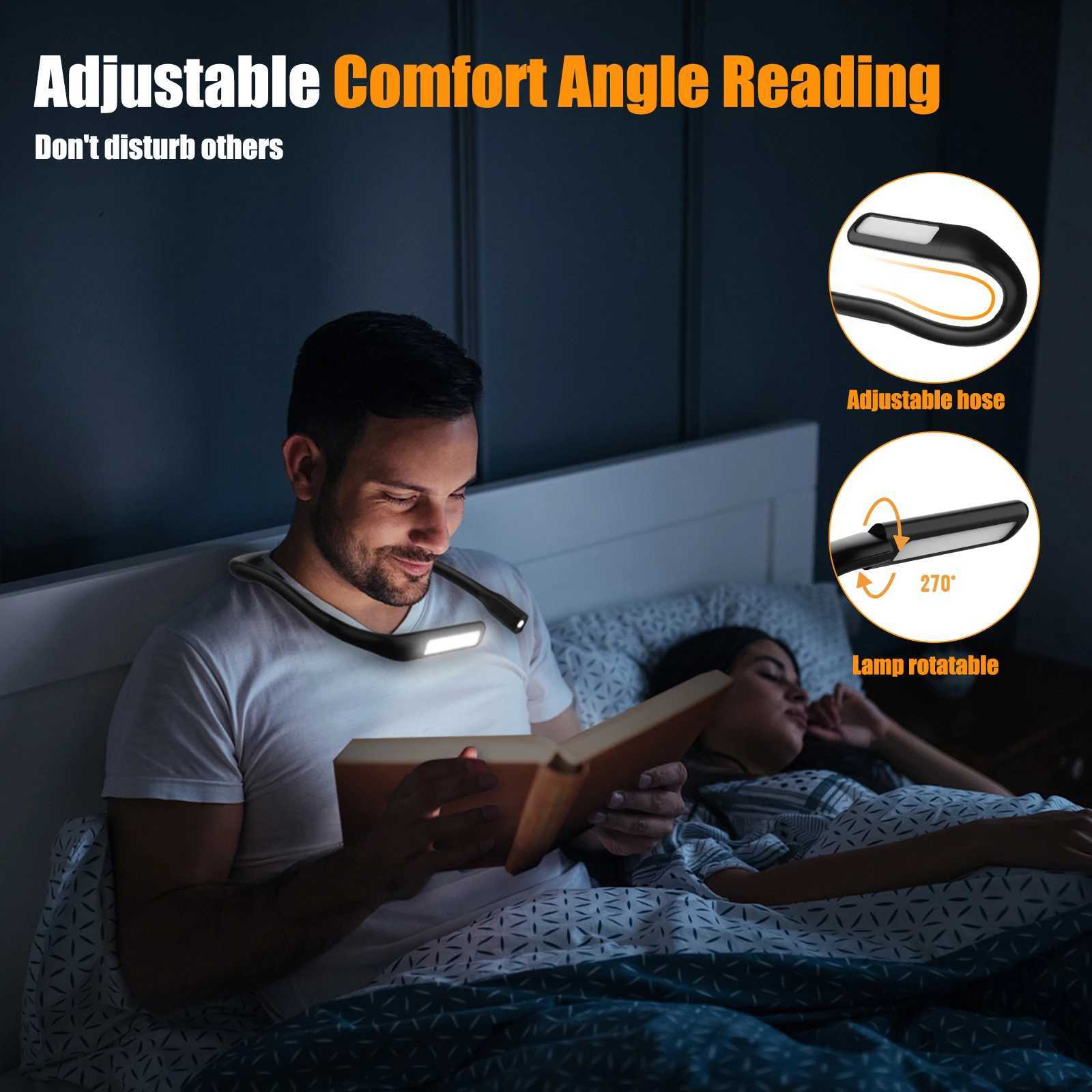 LED Neck Reading Lights Rechargeable Flexible Reading Lamp Bendable Adjustable Portable Hanging Book Light For Camping Lighting M251120