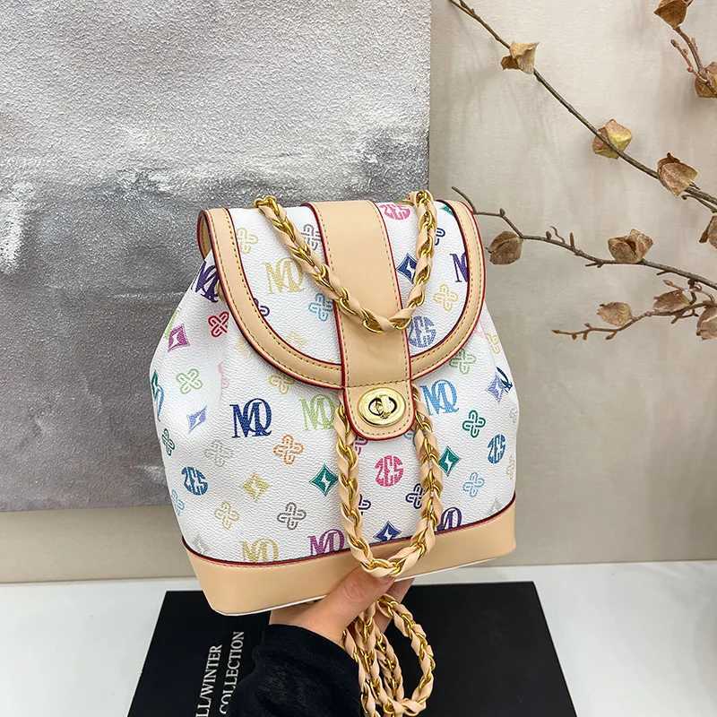 2025 New Wens Printed Light Luxury Messenger Bag - Large Capacity Mti-Functial Chain Backpack Y251120
