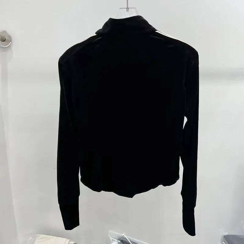 Zipper Long-Sleeved Cardigan Casual Sports Women's Side Bar Sweatshirt Elastic High Waist Wide-Leg Pants Two-Piece Set