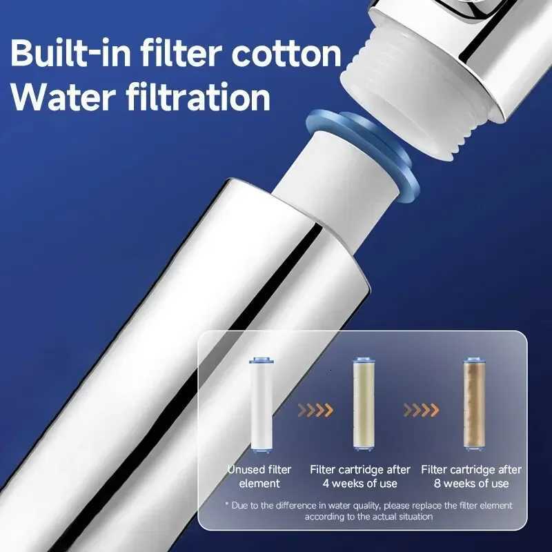 Hexagonal Pressurized Shower Head Four-speed Supercharged Hard ABS Fall-resistant Water Filter Bathroom AccessoriesM251120