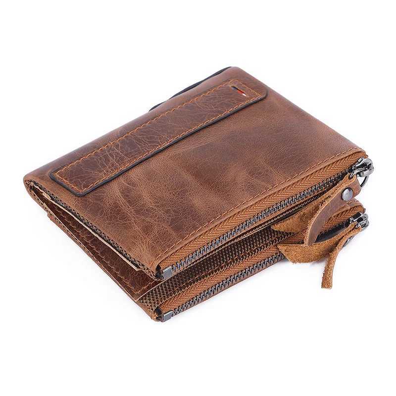 Classic mens wallet leather cowhide short card holder leather mens wallet high-quality designer mens wallet with zipper pocket W250419