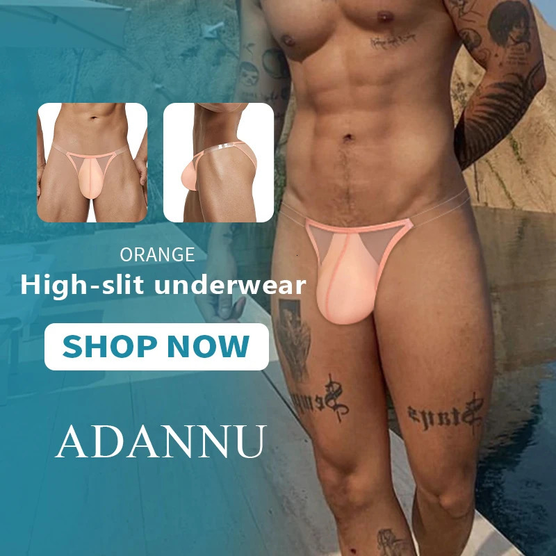 ADANNU Mens Underwear Fabric Low Waist Transparent Mesh Sexy Bikini 001 Ultra Thin Breathable Briefing 250417