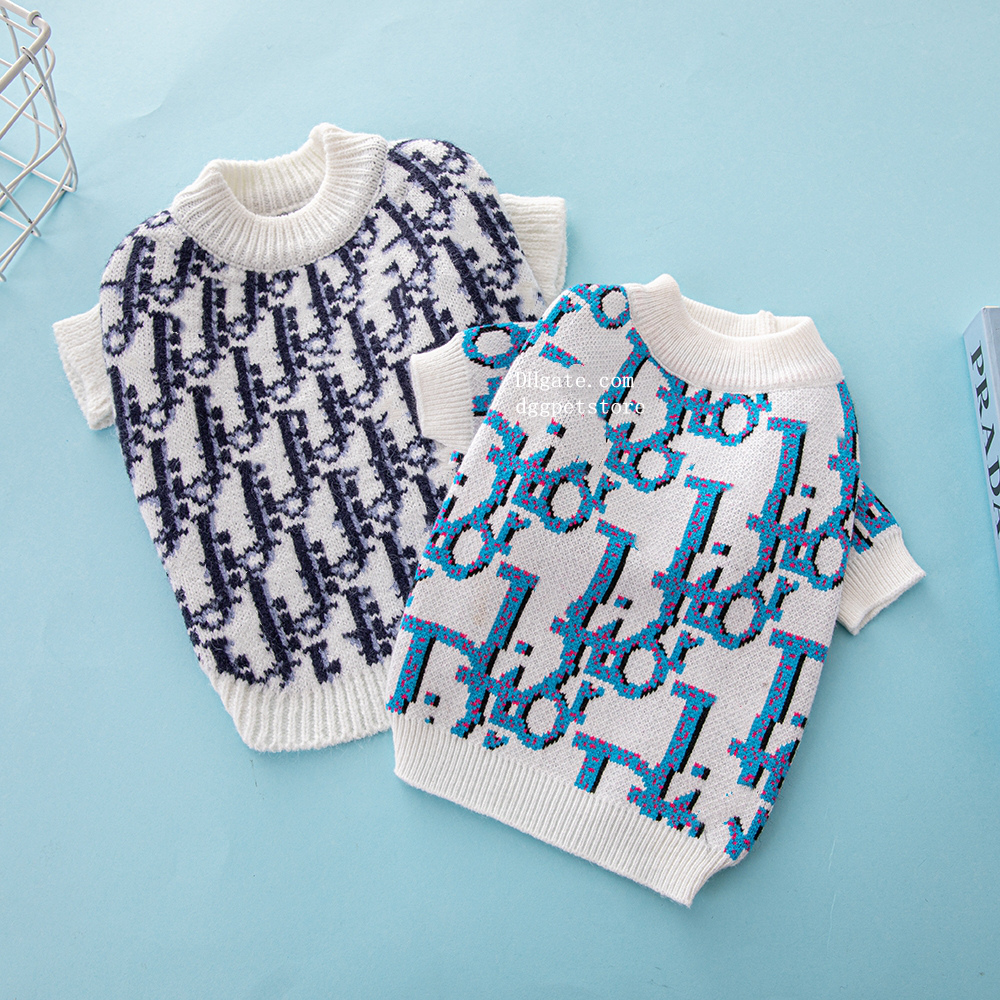 Luxury Dog Clothes Designer Dog Sweater Small Dogs Pullover Sweater Cold Weather Cable Knitwear Turtleneck Thick Warm Coats for Chihuahua Bulldog Dachshund A392