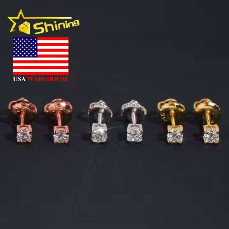 Loose Jewelry Pure Sier Round Cut 3mm Earrings Small Studs Making Vvs Miossanite Iced