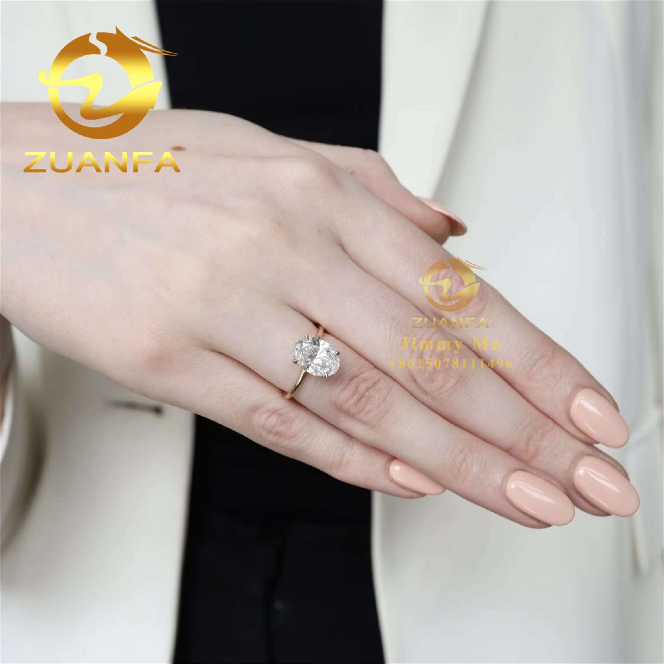 Classic Gorgeous Pass Diamond Tester 14k Yellow Gold 5ct Iced Crushed Oval Moissanite Diamond Engagement Wedding Ring Women Gift