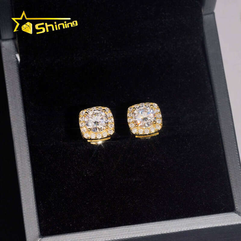 US Warehouse Fast Shipping 9.5mm Sterling Sier Gold Plated Pass Test Silicon Stone Screw Back Stud Earrings
