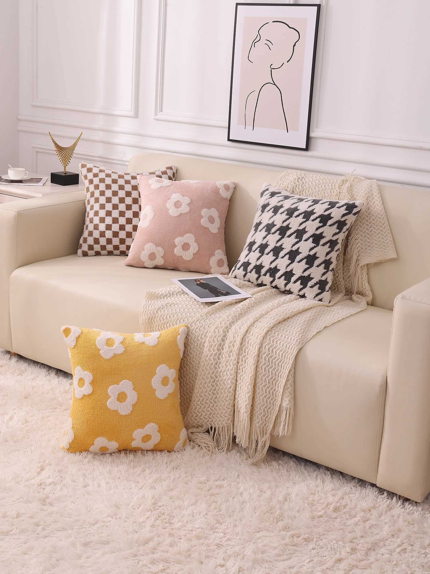 Pillow Case 1pc flower case Light Luxury case BackrestCushion Couple Living Room Sofa home decoration 1818inch C251120
