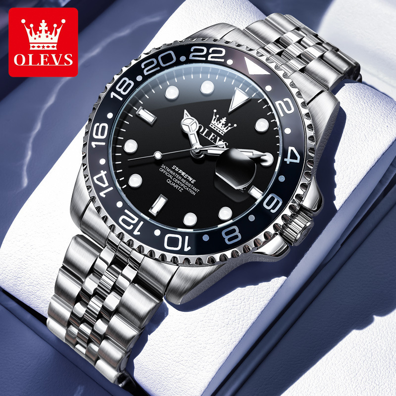 OLEVS Designer Men's Watch New GMT Quartz Watch Waterproof Outdoor Luxury Classic Men's Watch Luxury Watch Free Delivery And Wholesale