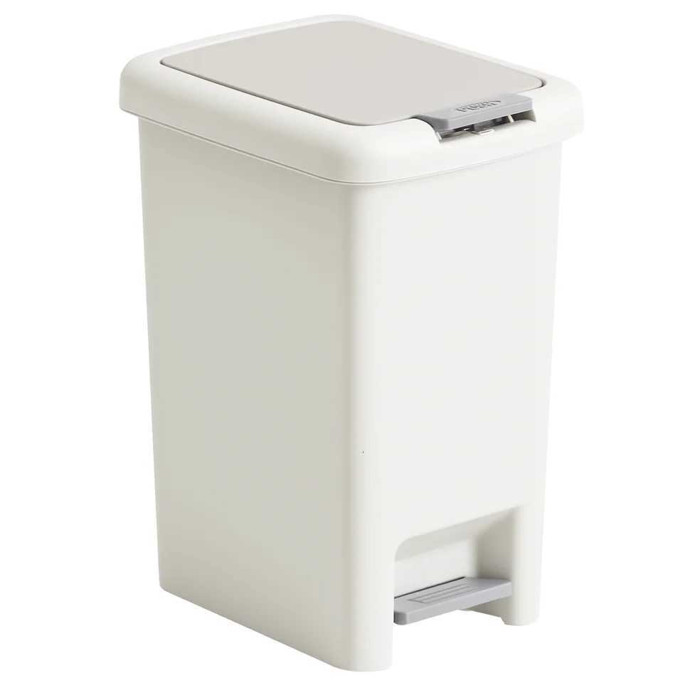 10L White Step Trash Can Odor-Sealed Dual-Mode Pedal for Home Living Room Bathroom C251120