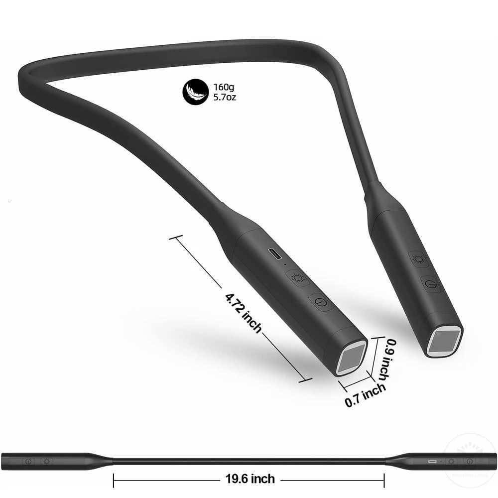 Led Rechargeable Neck Reading Light 3 Colors Book Light Stepless Dimming Neck Night Light Portable Mini Read Light For Kids Gift M251120