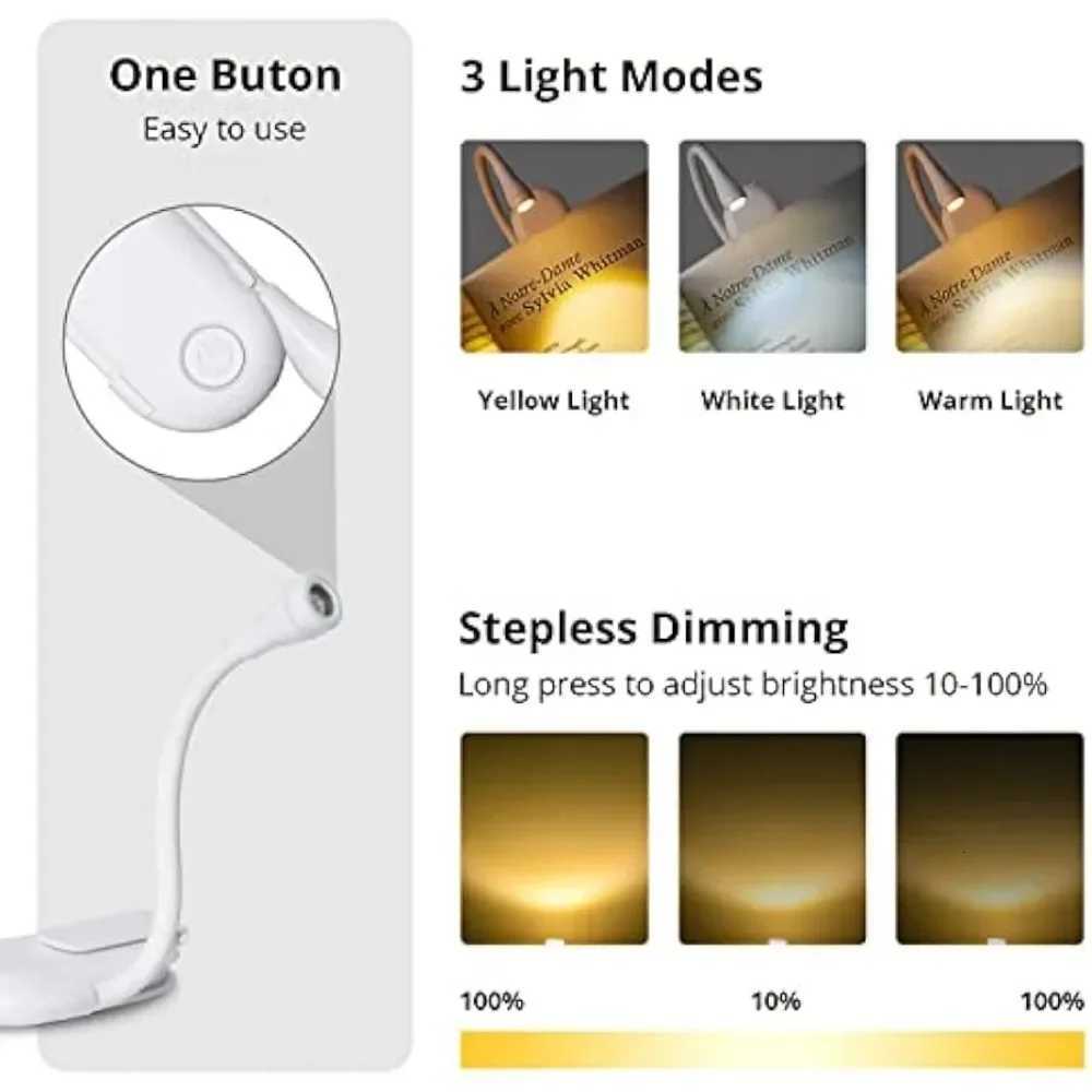 Book Lamp Read Led Lights Steplessly Brightening Usb Light Home-appliance Books Fixture Bed 3 Colors Chargeable Lamps Desk M251120