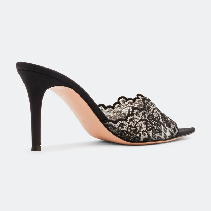 summer womens highheeled sandals sexy and comfortable lace embroidered shoes mules sneakers 250409
