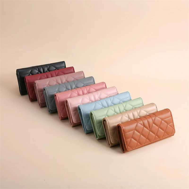 PU Leather Diamond Pattern Three-fold Wallets for Ladies Large Capacity Long Purses Mobile Phone Bags Card HolderW251120