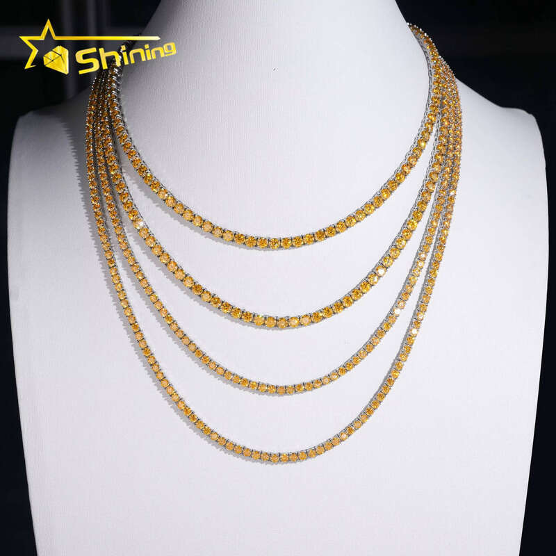 Pass Tester Hip-Hop 3mm 4mm Blue Green Pink Gold Sier Chalcedony Tennis Chain