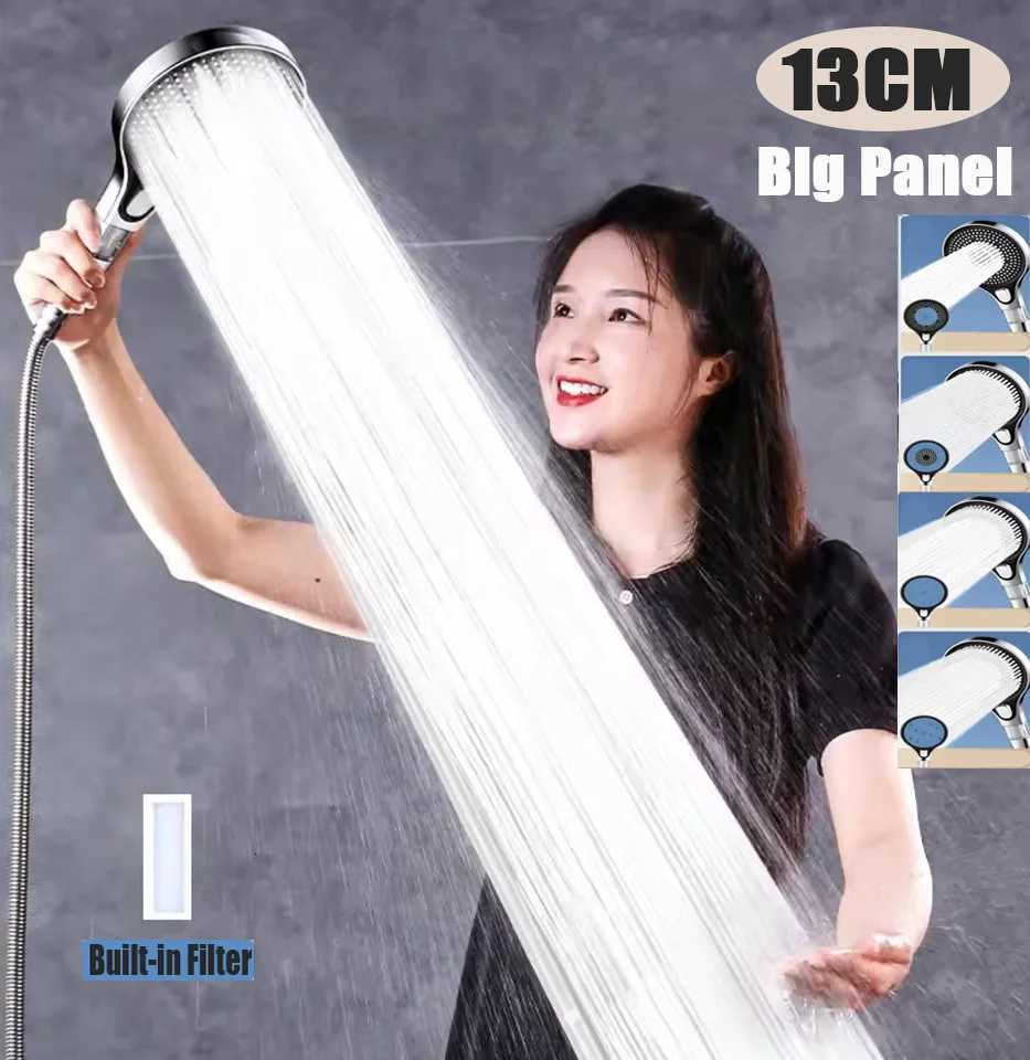 Large Shower Head 4 Modes Adjustable Shower Head With Filter 13CM Big Panel Bathroom High-pressure Water-saving Handheld ShowerM251120