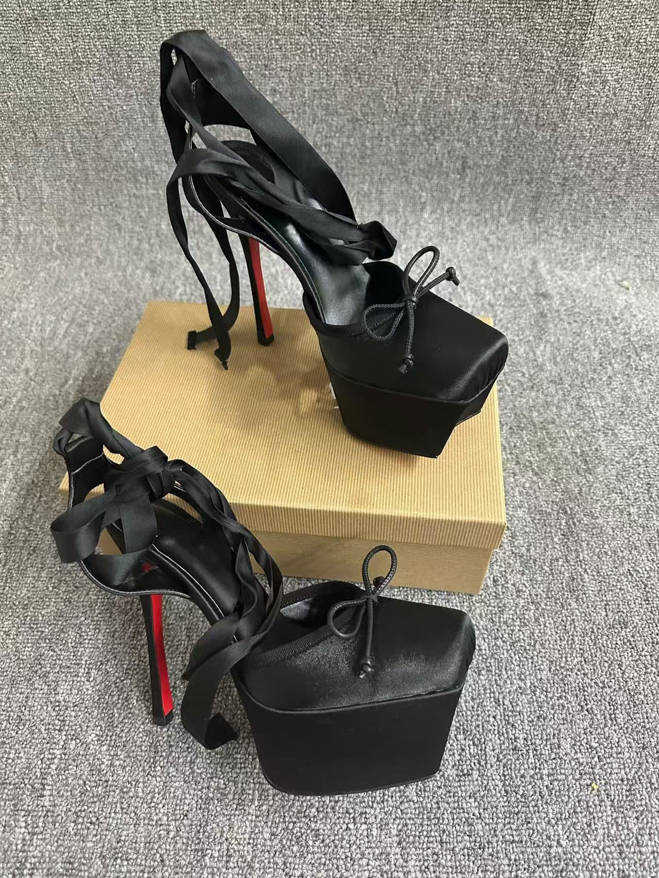 2025 Bowtie Square Toe Stiletto High heels Ballet shoes Womens Fashion Ankle strap Satin pumps Dress Shoes Slingbacks shoes Luxury Designer heels sandals Size 34-42