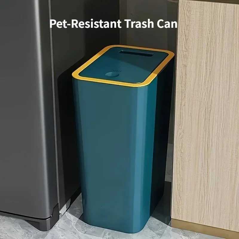 Popular10-liter pet-resistant space-saving trash can odor-proof durable plastic box suitable for bathroom and kitchen leak-proof C251120