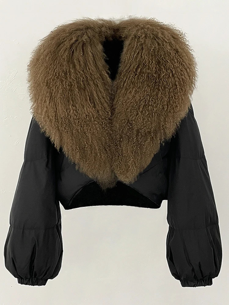 OFTBUY Fahsion Short Long Slevee Puffer Jacket Winter Clothing Women Real Mongolia Sheep Fur Coat Real Fur Goose Down Parkas251120