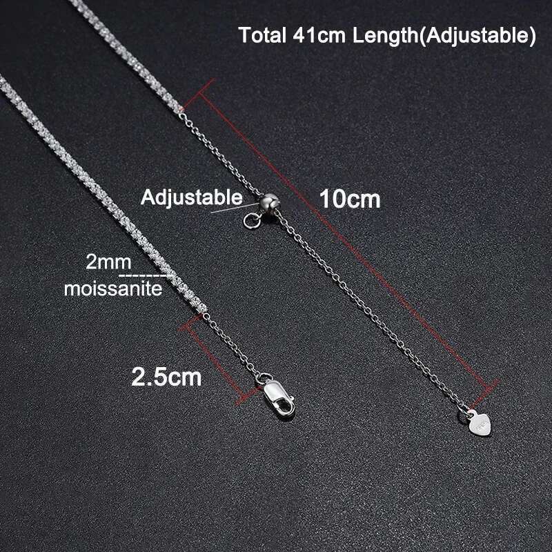 2mm Moissanite Tennis Necklace For Women S Sier Plated Gold Sparking Rhie Choker Chain Wedding Jewelry Adjustable