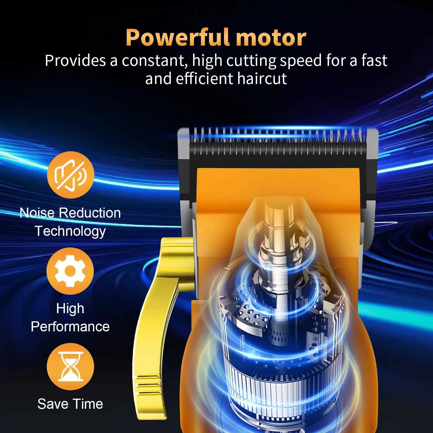 Hair cutting machine Orange Hair Clipper Set Professional Salon Digital Display Wireless Charging Two sets Gift SetT251120