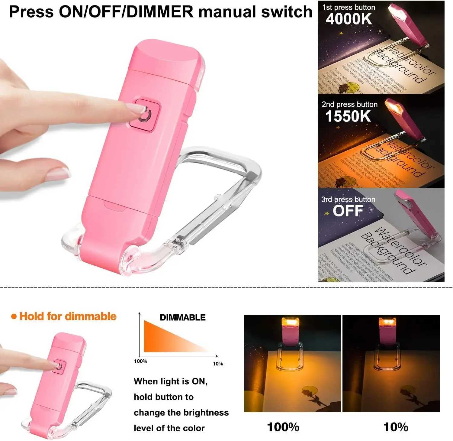 LED USB Rechargeable Book Light Reading Light Eye Protection Night Light Portable Clip Desk Light Bookmark Read Light Night Lamp M251120