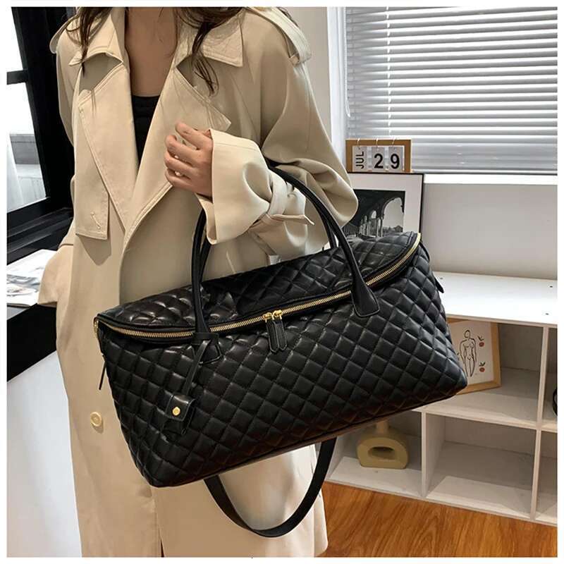 Women's Designer Fashion Plaid Multifunctional Duffel Bag 2024 Casual Travel Wash Makeup Shoulder Crossbody Ba