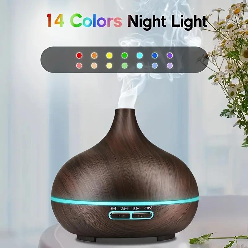550ml Essential Oil Diffuser, Remote Control, Ultrasonic Humidifier, 7 Color LED Light with 6 Oil