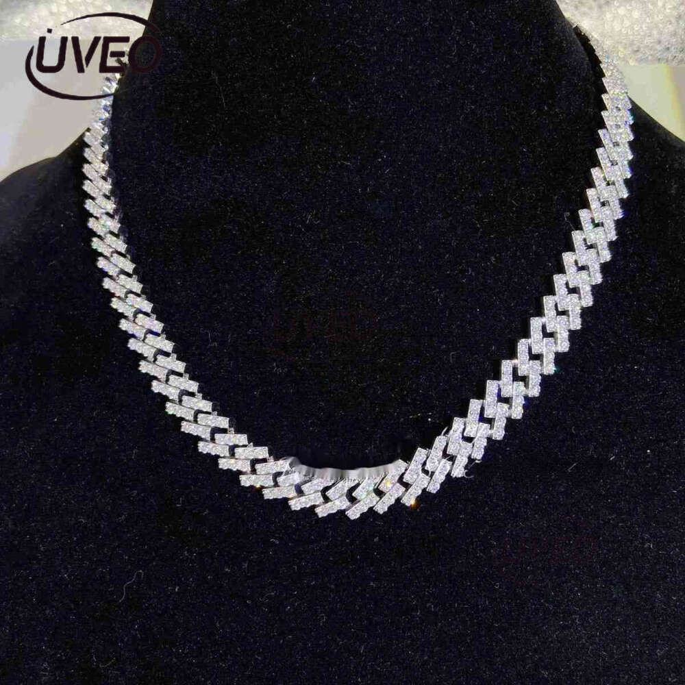2023 Iced Out Jewelry 10mm Stone Vvs Moissanite Dia 10k Real Gold Cuban Necklace