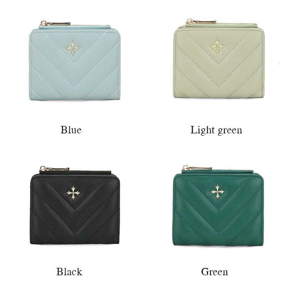 Short Wallet for Women Baellerry Minimalist Korean Card Case with Zipper Stitching Detail Multi Slot RFID Blocking Small PurseW251120