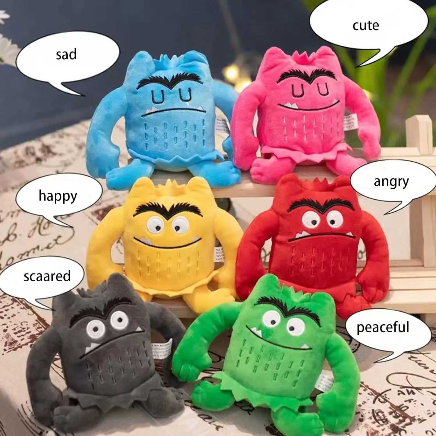 6pcs/set Kawaii Color Monster Plush Dolls Set - 6 Colors Childrens Monster Color Emotion Stuffed Toys for Kids Birthday Gifts G251120