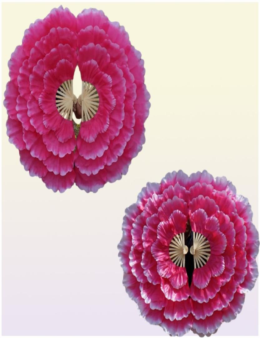 2pcsDancing Fan Peony Flower Dance Hand Square Performance Props Eventail a Main Abanico Para Boda De Mano 2205051321067