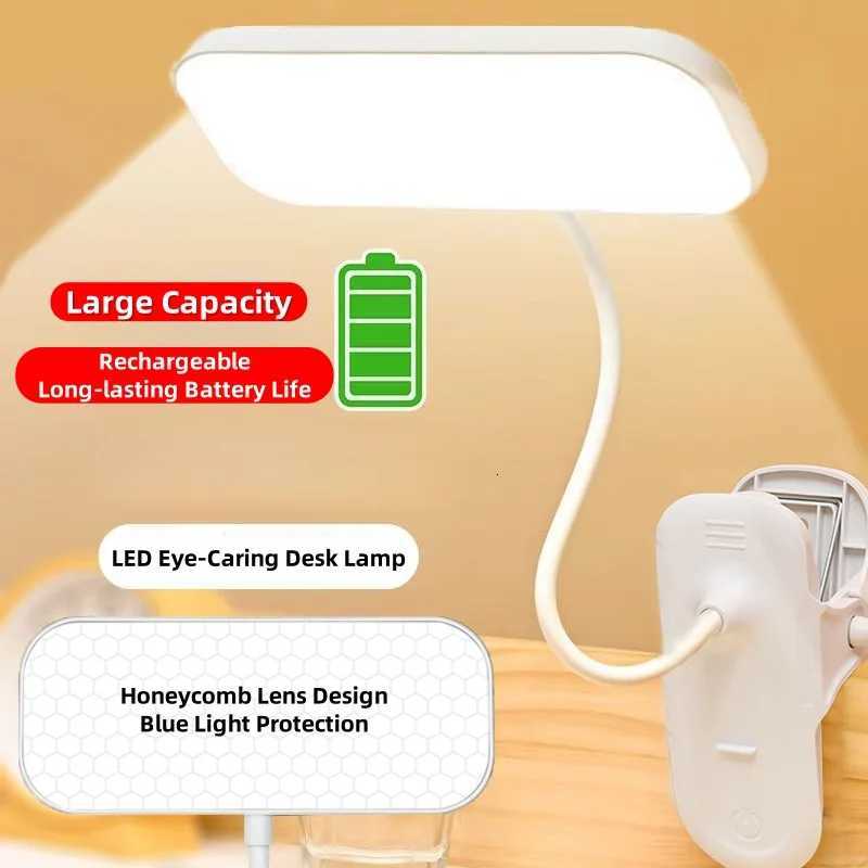 360 Adjustable Clip-on USB Rechargeable Desk Lamp Bedside Night Light for Bedroom Study Reading and Office Work M251120
