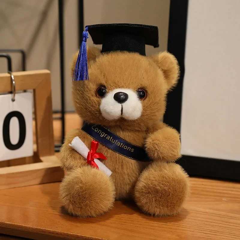 18cm Cute Doctor Cap Bear Doll Clothes Bear Stuffed Animals Plush Toys Boys Girls Students Graduation Gift Home Decoration G251120