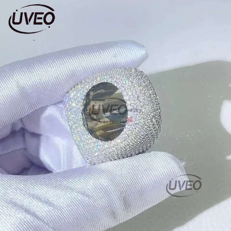 Wedding Rings Iced Out Ring for Men Real Gold Plated Prong Setting Copper CZ Stones Hip Hop Fashion Jewelry Trend 231025