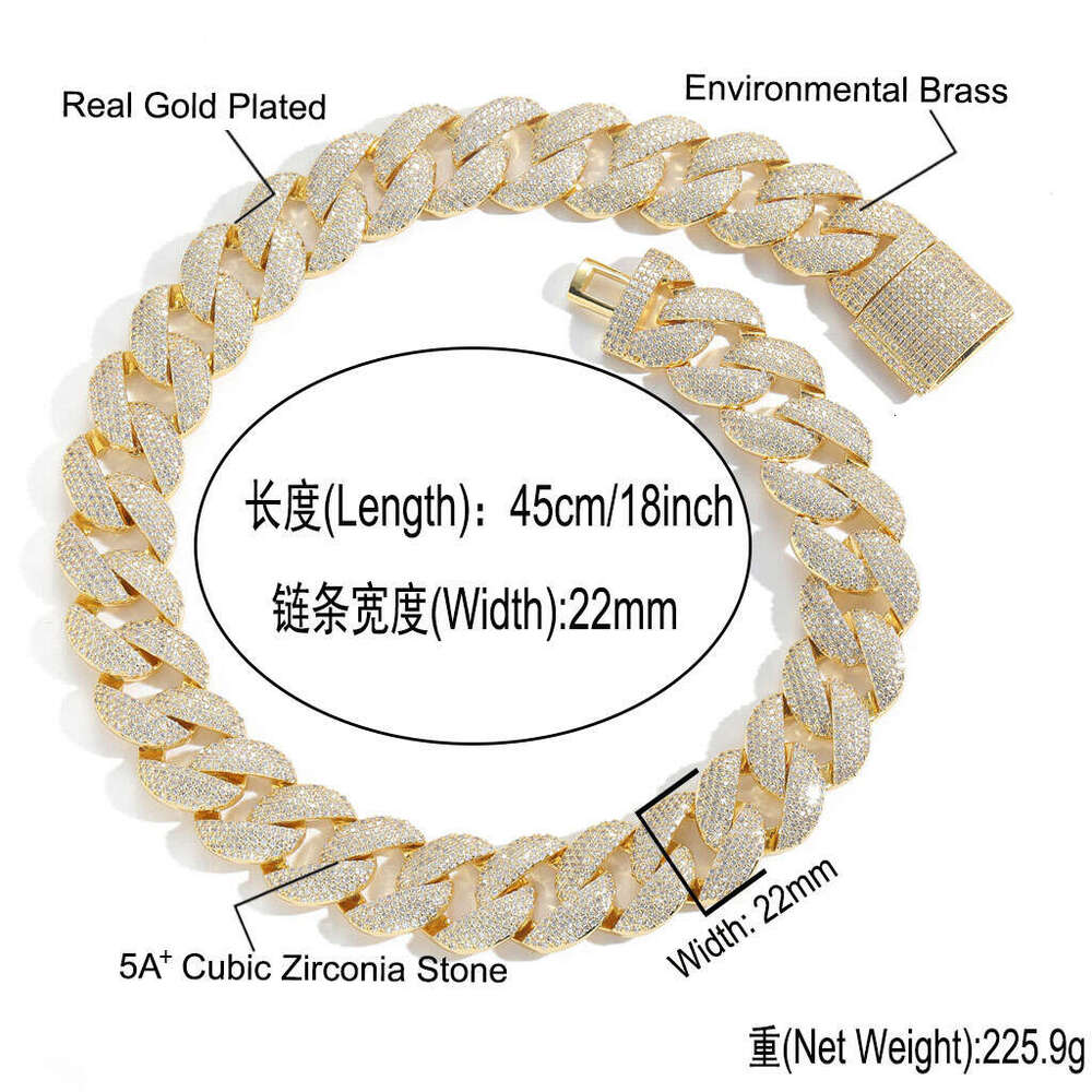 Luxury designer 22mm Bubble Cuban Chain Hip Hop 5 row Ice out vvs Moissanite Necklace Men's Necklace with free shipping