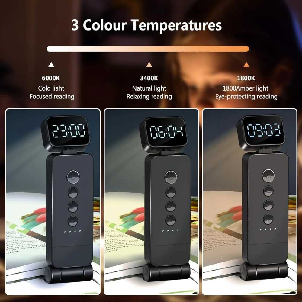 Book Light LED Timer Rechargeable Portable Reading Light 3-Color Lighting Mode Book Lights Bed Ultralight Metal Read Night Light M251120