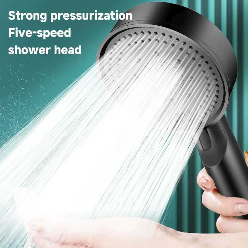 Black Booster Shower Head Adjustable High Pressure Water Massage Shower Head Home Handheld Sprayer Bathroom Supplies 5 ModesM251120